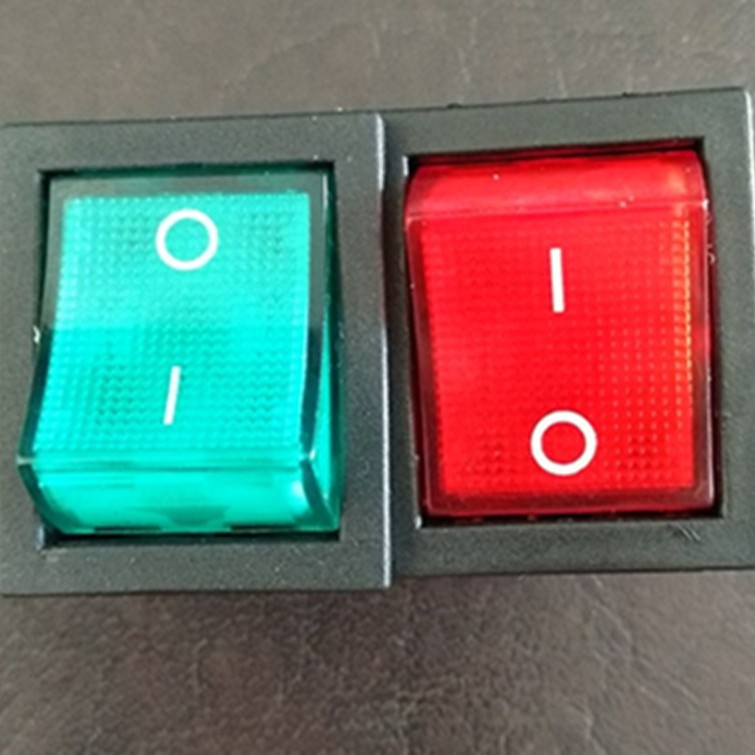 KCD4船型开关6脚 15A250V31x25mm绿色/红色带灯kcd4船型开关