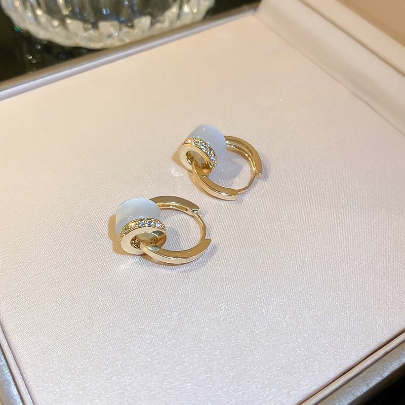 Mode Opal Zirkon Geometrische Kupfer Ohrringe Frauen Einfache Großhandel display picture 2
