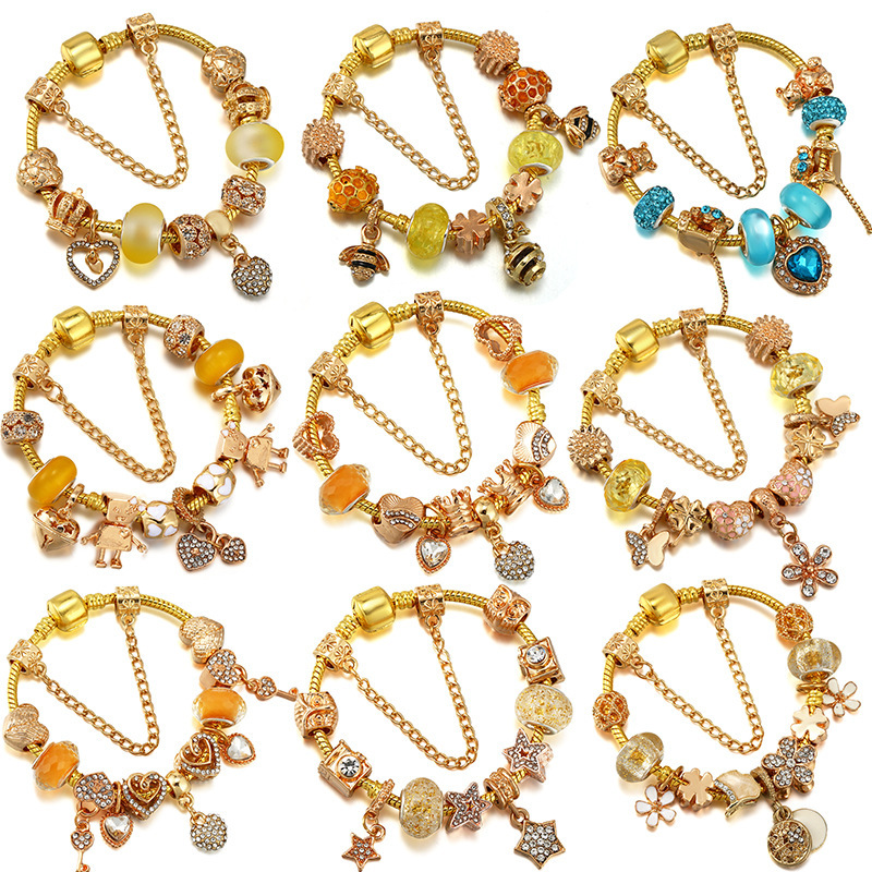 Panjia Classic Bracelet DIY Charm Infinite Wrist Bracelet Golden Snake Bone Chain Women's Jewelry Wholesale