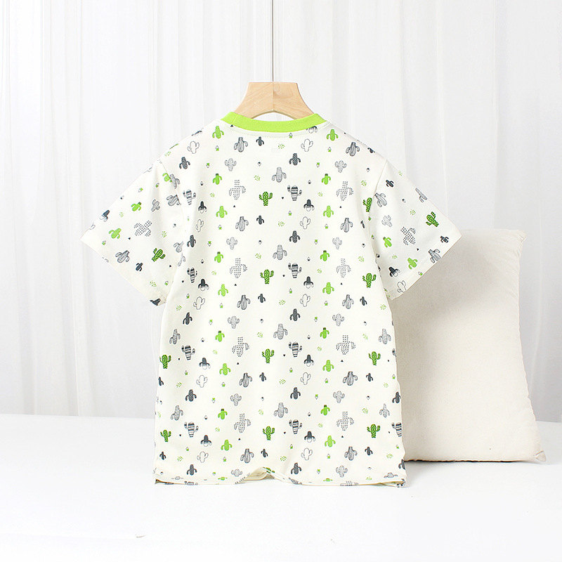 Verano estilo coreano ropa para niños nueva camiseta de manga corta para niños contraste color completo impreso de moda Top niñas entrega de manga corta