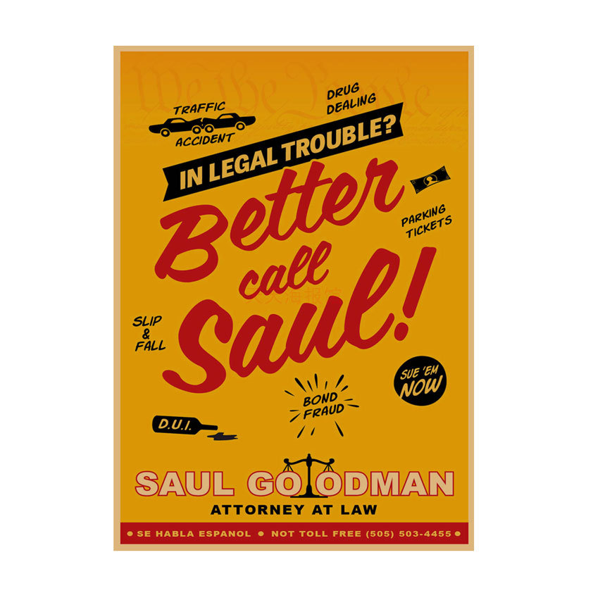 American TV coqueta abogado Better Call Saul poster Bar Cafe Kraft papel decorativo pintura de pared 542