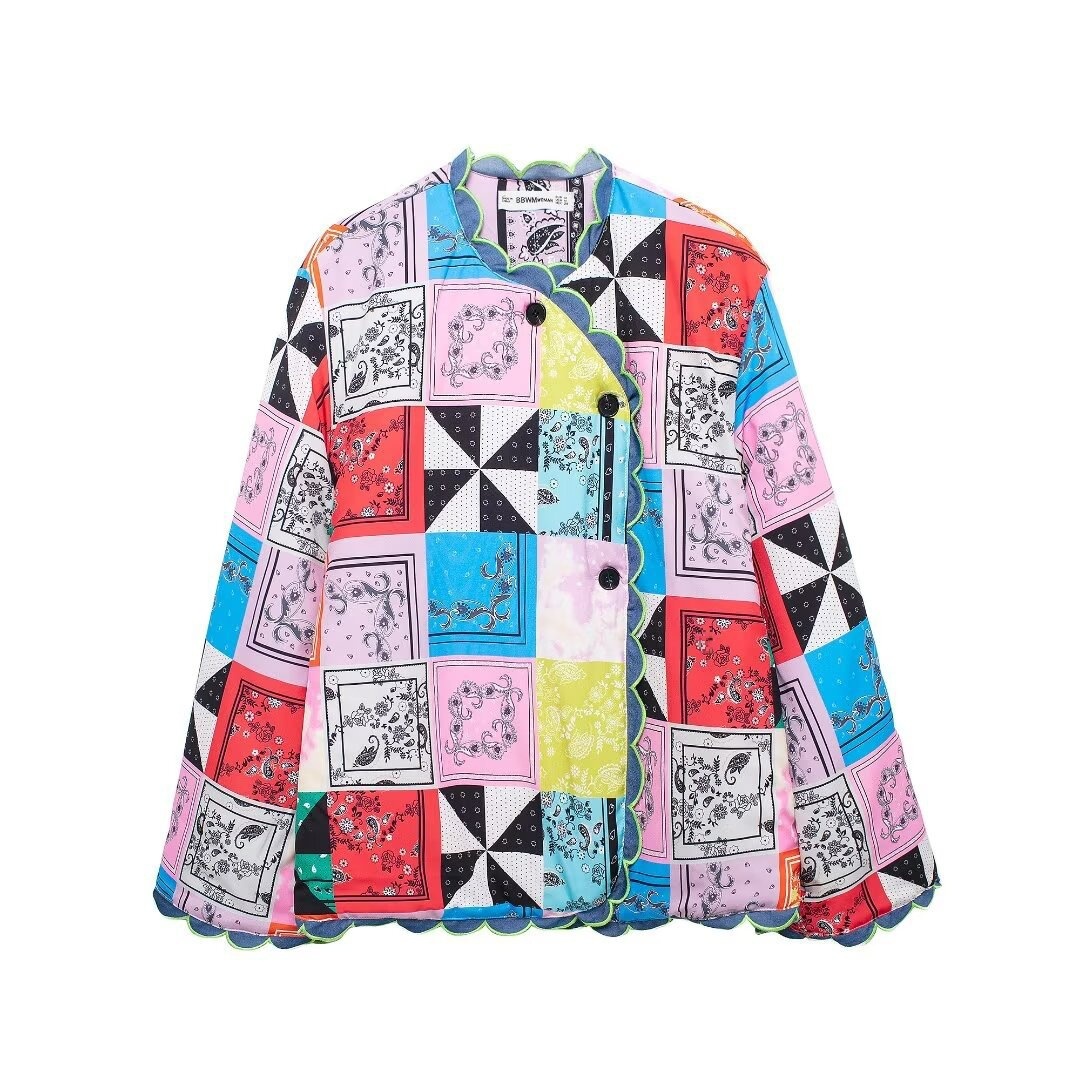 Women's clothing 2024 autumn/winter new street fashion top printed cotton jacket_voghion.com