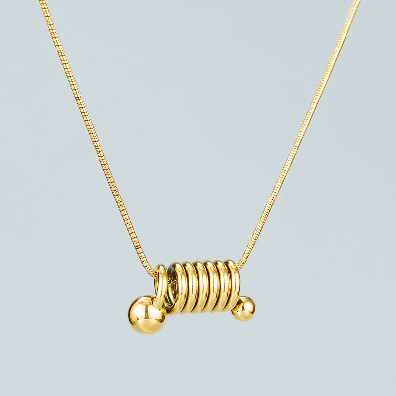 Spiral spring clavicle chain 18K gold titanium steel temperament necklacepicture3