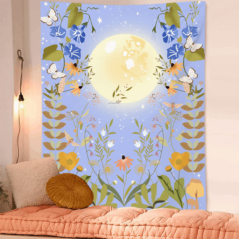 Blumen-Live-Streaming, minimalistischer Hintergrundstoff für den Innenbereich, Wandbehang, Gemälde-Hintergrundstoff, Ins Schlafzimmerbehang_voghion.com