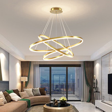 北欧简约现代圆形三环高档网红客厅灯具意式极简创意圈圈卧室吊灯