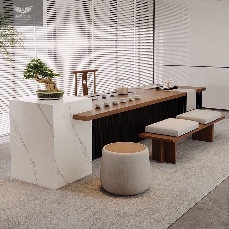 Isla de madera maciza mesa de té mesa de té de tablero grande mesa de té combinación de mesa de té de lujo simple y ligero mesa de té mesa de té china para el hogar
