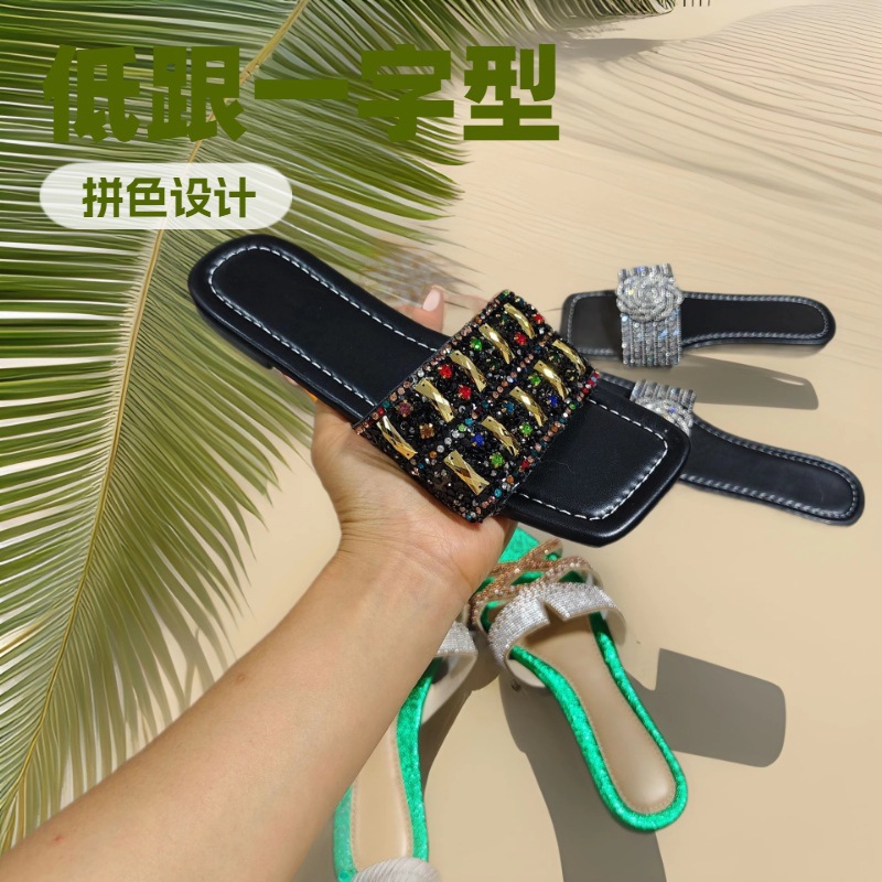 2025 nuevas zapatillas de suela plana, zapatillas de tendencia de mujer, sandalias de verano, zapatillas de bajo precio