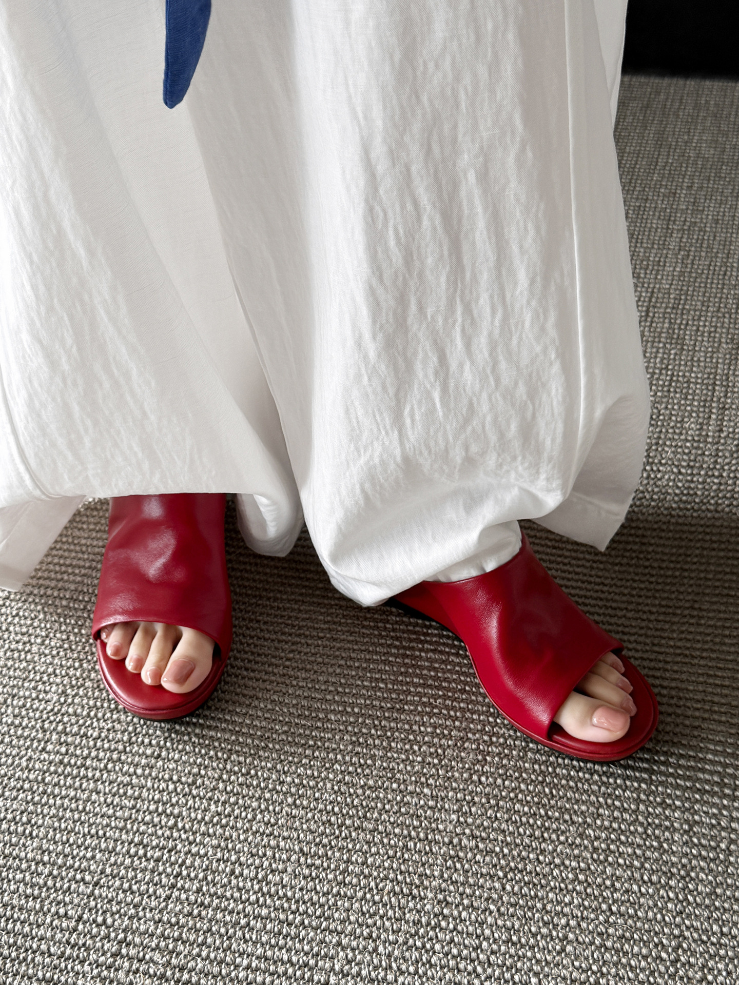 Sandal hở mũi nữ da dê gót nêm 5,5 cm quai ngang kiểu Hàn — đen chi tiết 9