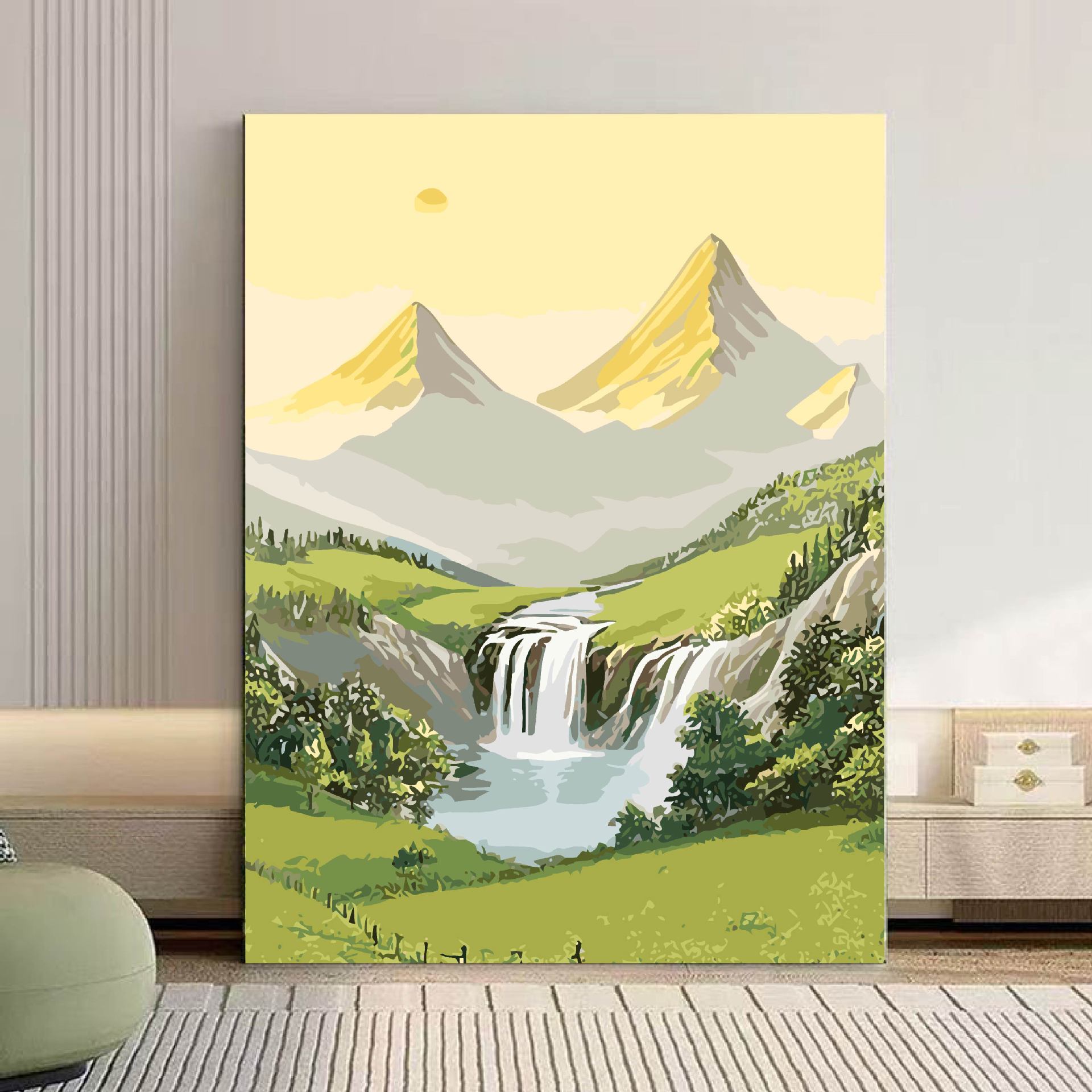 Sunshine Jinshan paisaje didiy pintura al óleo digital relleno de color sala de estar comedor de gran tamaño pintura a mano