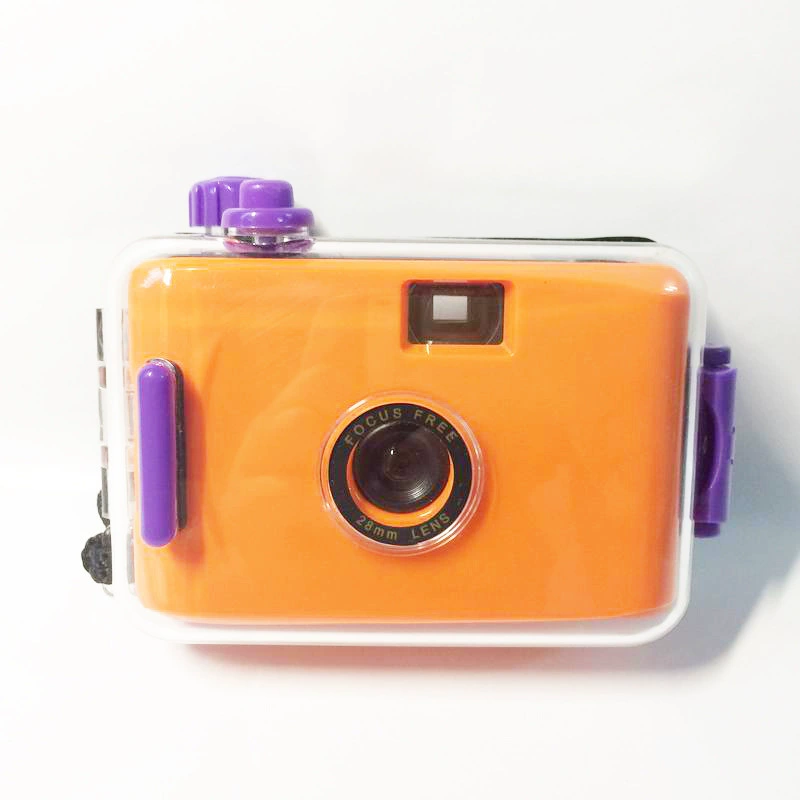 Orange disposable camera, flashing retro lamp for students, bidet