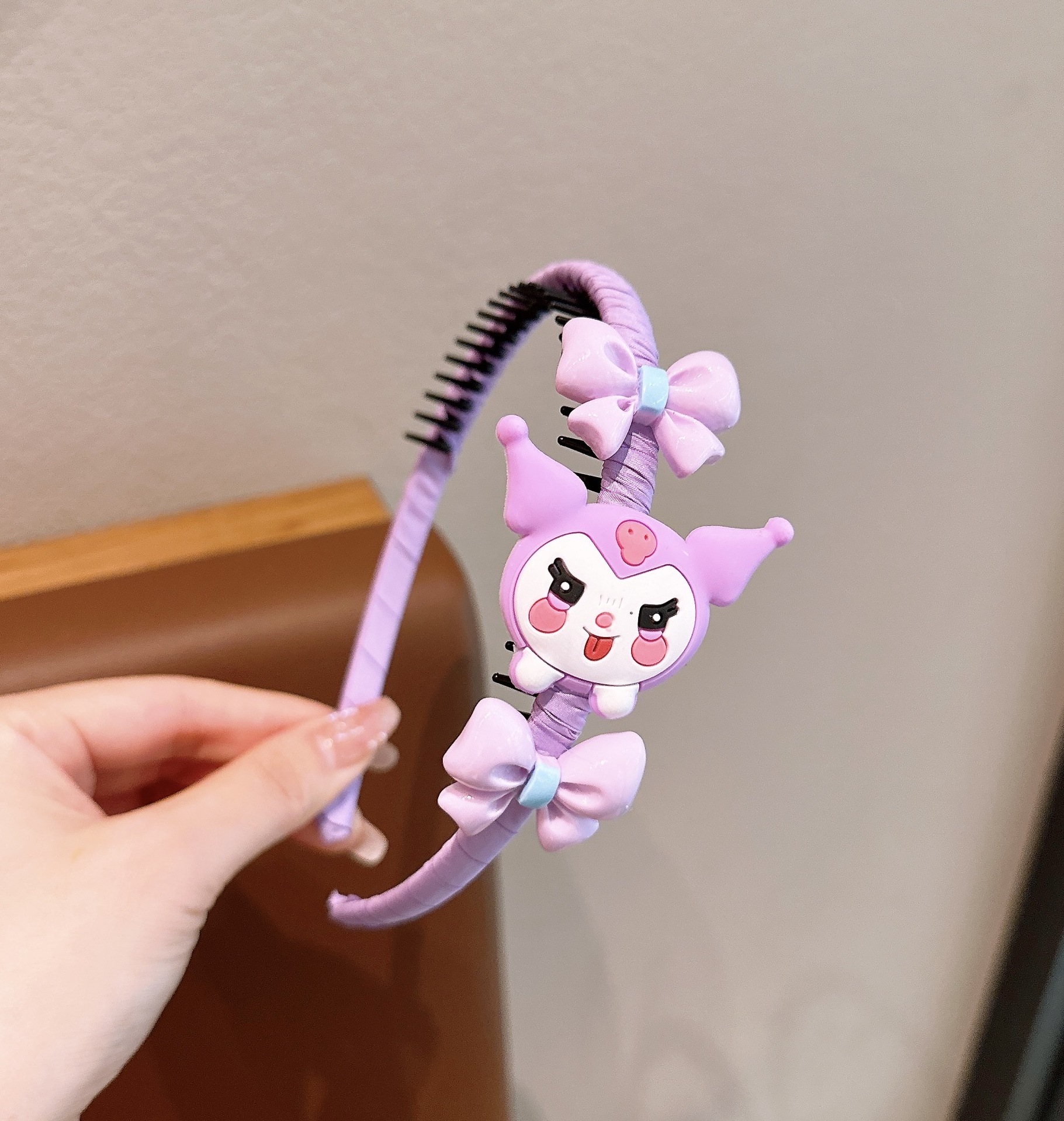 Diadema Kuromi púrpura para niños bebé linda diadema púrpura conjunto de clip de flequillo para niñas accesorios para el cabello