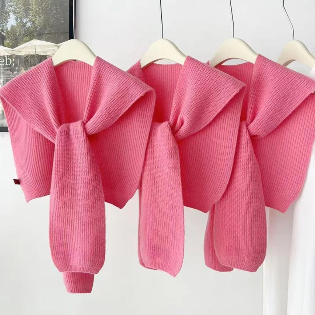 Knitted Scarf Shawl for Women, Stylish Outerwear, Small Cape to Pair with Shirts, Air-Conditioned Room Shoulder Wrap Scarf for Women