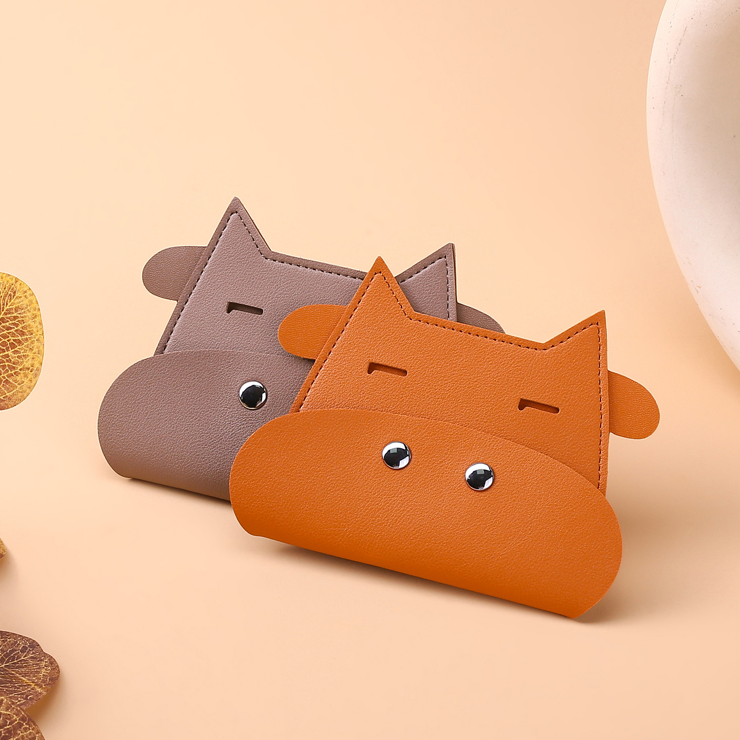 Cuero creativo japonés delgado bolso de moneda de plata lindo cartón de dibujos animados bolsa de tarjetas de vaca cubierta de tarjetas de chicas bolso de cambio portátil pequeño