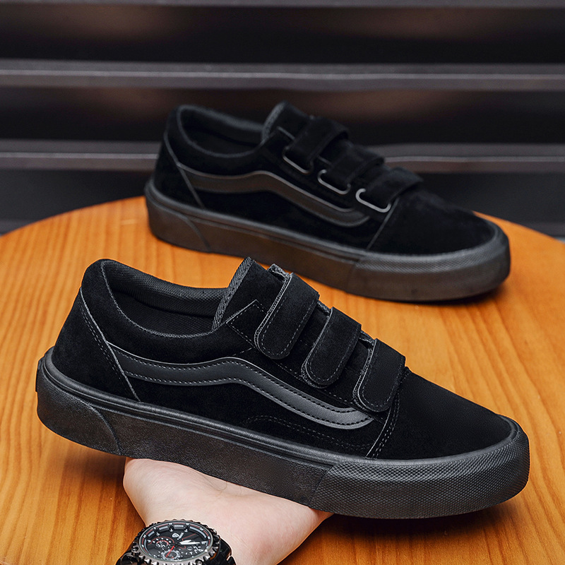 Men's Velcro closure trendy European-style breathable sneakers, casual slip-on shoes, fashionable athletic shoes, student shoes