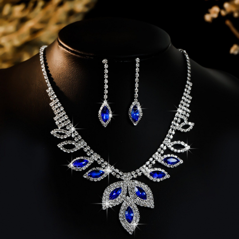 Bruidssieraden ketting oorbellen sieradenset bruiloft banket jurk ketting modieuze en veelzijdige temperament accessoires_voghion.com