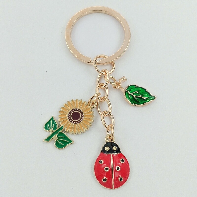 Cross-Border Hot Style Cute Seven-Star Ladybug Keychain Summer Fresh Sunflower Keychain Bag Luggage Pendant