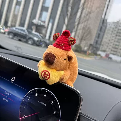 Sürətlər qutusu və əl tormozu başlıqları capybara cute car decoration - god-of-wealth-hat-decorative-model