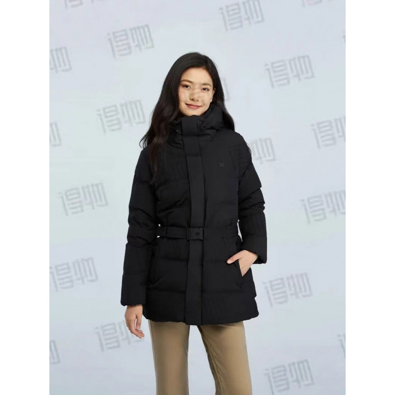 2025新款小树白色羽绒服女韩版收腰显瘦小树腰带连帽通勤鹅绒外套