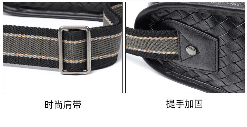 Túi đeo chéo nam da thật dệt đan 29×11×17 cm — Màu đen da bò, Màu đen da cừu chi tiết 7
