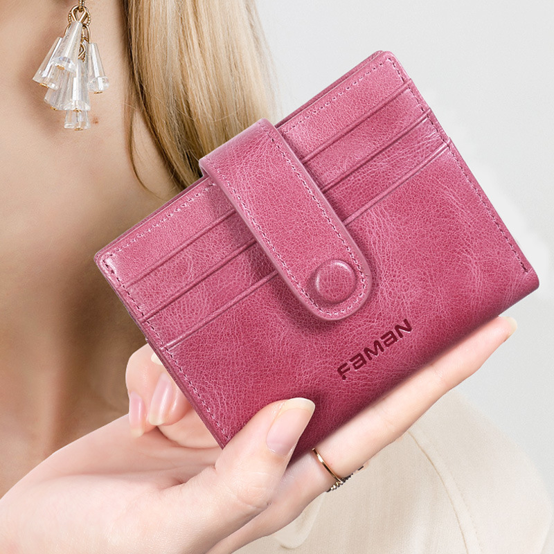 Tarjetero Cuero para mujer Funda para tarjeta de crédito Funda para tarjeta ultrafina de piel de vaca Funda para tarjeta de conducir Mini monedero para mujer