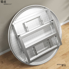 加厚不锈钢桌子圆桌家用可折叠夜宵大排档烧烤大圆桌特厚食堂餐桌