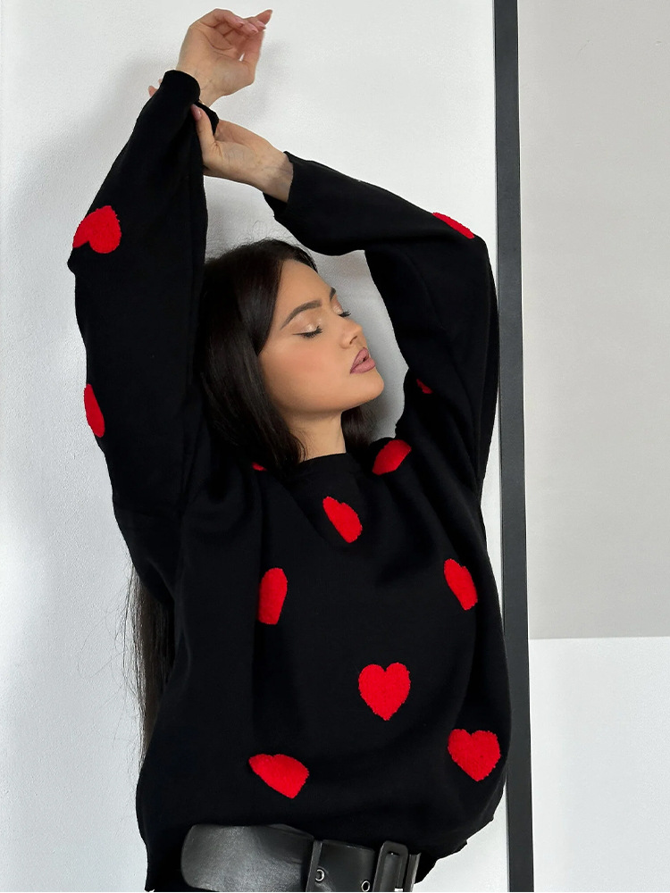 Women's Sweater Long Sleeve Sweaters & Cardigans Embroidery Streetwear Heart Shape Bow Knot display picture 12