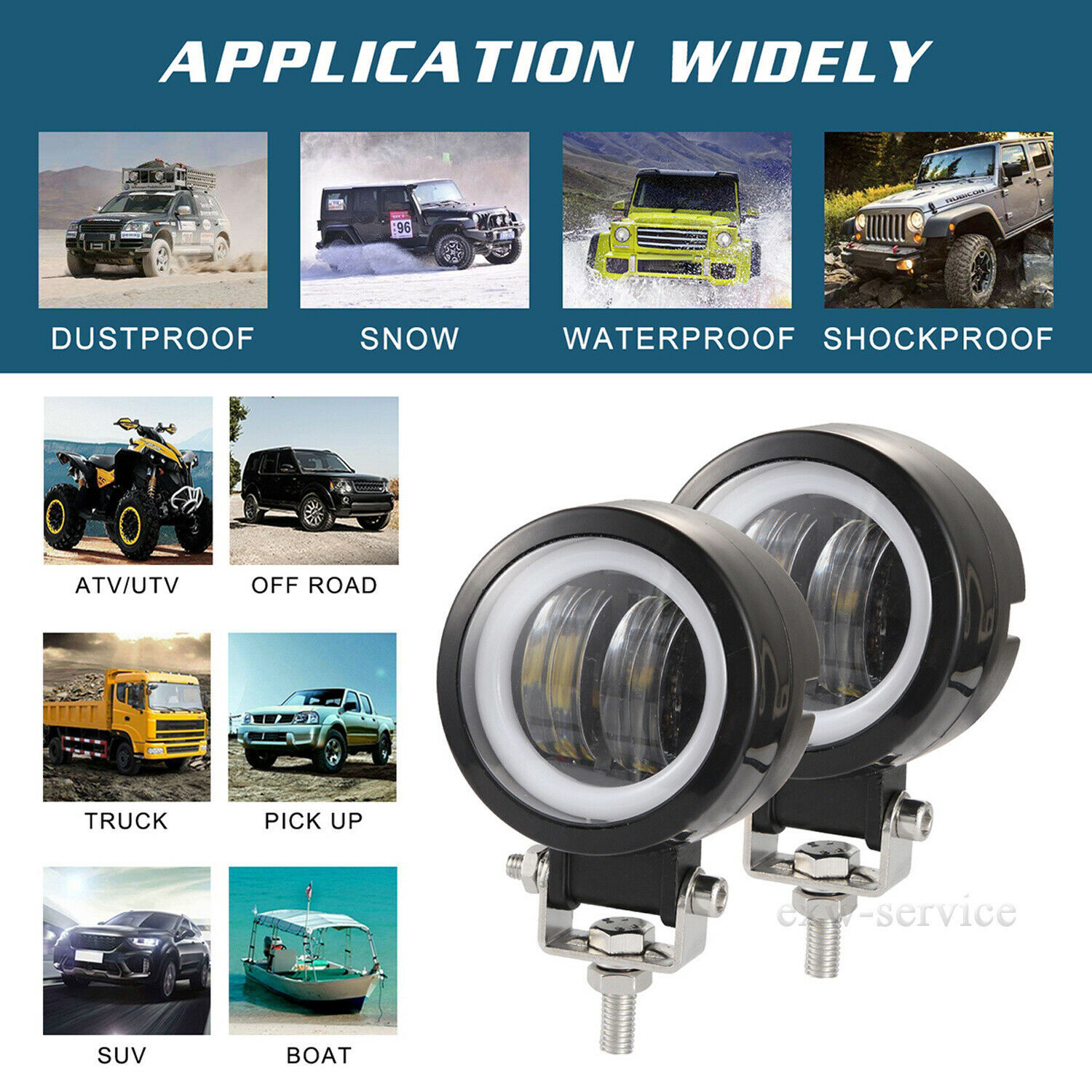 Transfronterizos para automóviles LED 20w lámpara de niebla con apertura ángel ojo vehículo todoterreno reparación de motocicleta 3 pulgadas image 5