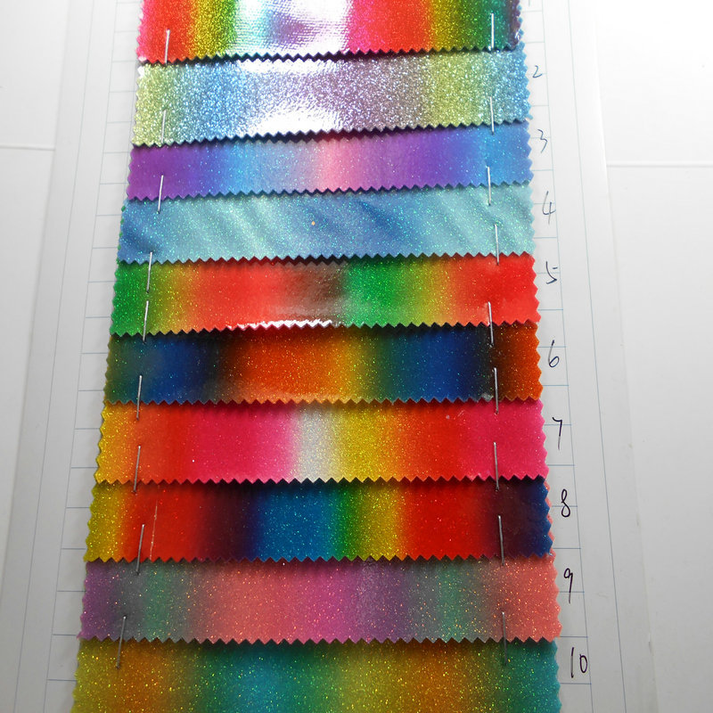 金葱细粉格力特印花条纹 格利特印彩条 格丽特彩虹条闪光鞋包面料
