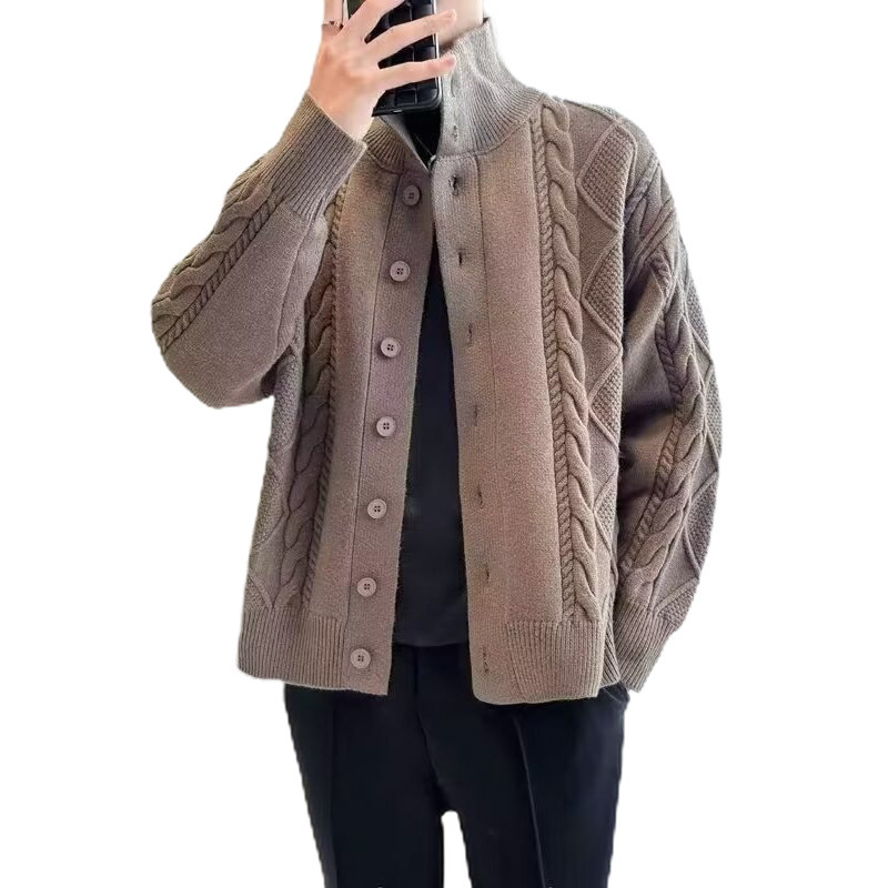 Explosiones transfronterizas de tamaño grande europeo jersey de punto suéter de hombre chaqueta de fijación de ganado chaqueta de invierno fábrica de suéter al por mayor