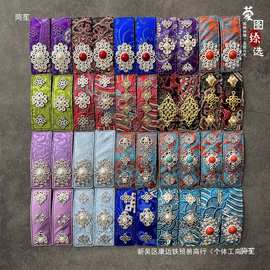 蒙古元素缎面发夹复古仿银饰品刘海边夹民族风对夹发饰乌力吉结新