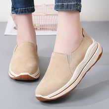 跨境新款韩版厚底松糕鞋休闲女单鞋松紧带摇摇鞋坡跟大码妈妈鞋