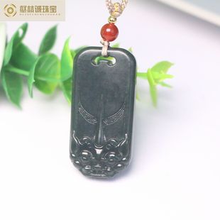 Natural Hetian Jade Tower Green Pixiu Innocence Card Pendant for Men and Women Tower Green Pendant Necklace Shake Tone Explosions