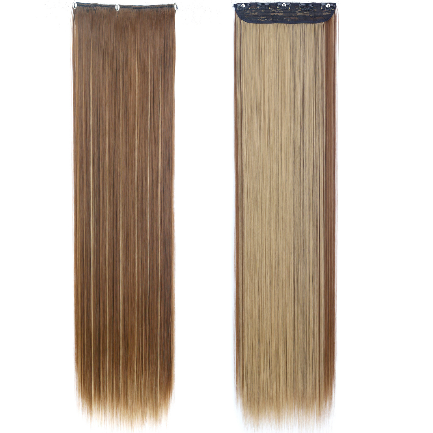 80CM una pieza de peluca de cinco tarjetas de cabello recto super largo no es fácil de atar nudos de cabello recto extensión de estilo de cabello