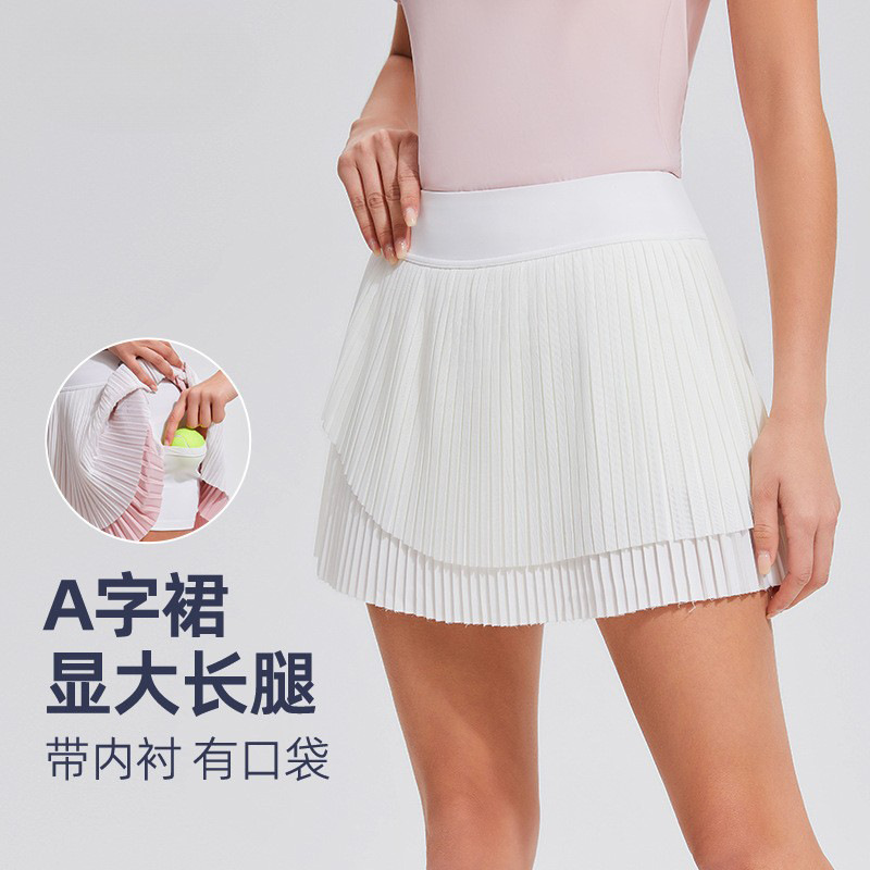 Falsa falda corta de pliegues de dos piezas anti-violación de la escuela de deportes de acondicionamiento físico ocio falda en forma de A tenis al aire libre falda de busto verano