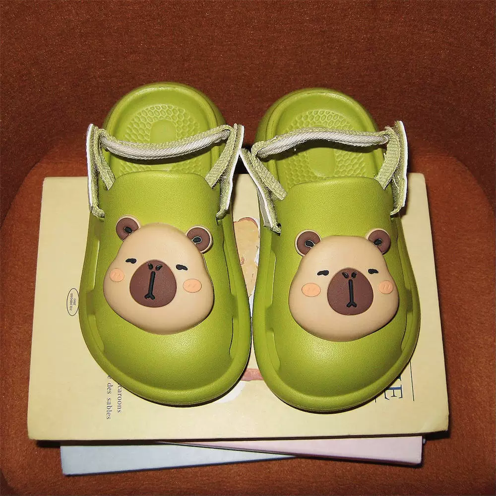 Летние сандалии для мальчиков и девочек, модные детские мягкие сандалии с 3D капибарой, новые уличные двухсторонние сабо.