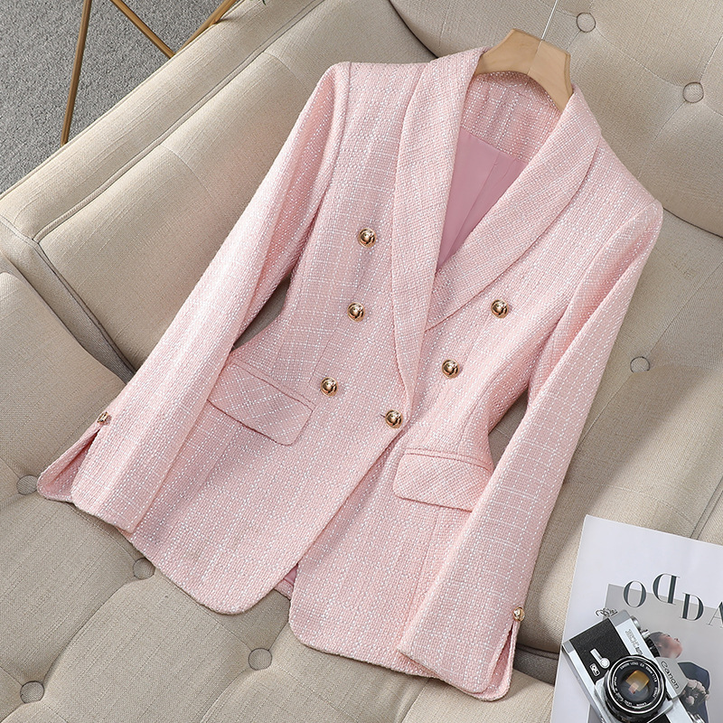 Beige Slim-fit Suit Jacket Women's Spring and Autumn New High-end Temperament Top Commuter Professional Waist Suit Wholesale