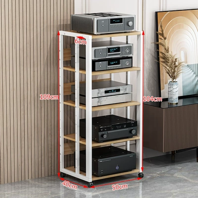 Electric car big tripod Audio-Visual Equipment Speaker Stand - 5-layer-b-style-white-frame-light-walnut-board