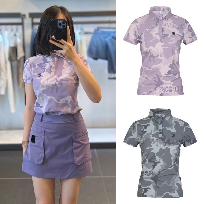 Golf Women's Clothing 25 Summer Ice Silk Cold Short-Sleeved T-Shirt Sports Casual Camouflage Logo Versatile Top Golf Women's Clothing 25 Summer Ice Silk Cold Short-Sleeved T-Shirt Sports Casual Camouflage Logo Versatile Top
