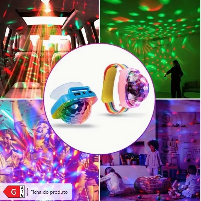 Exquisita pulsera USB lámpara de succión de coche BOLA MÁGICA lámpara de escenario colorido puede usar lámpara de reloj