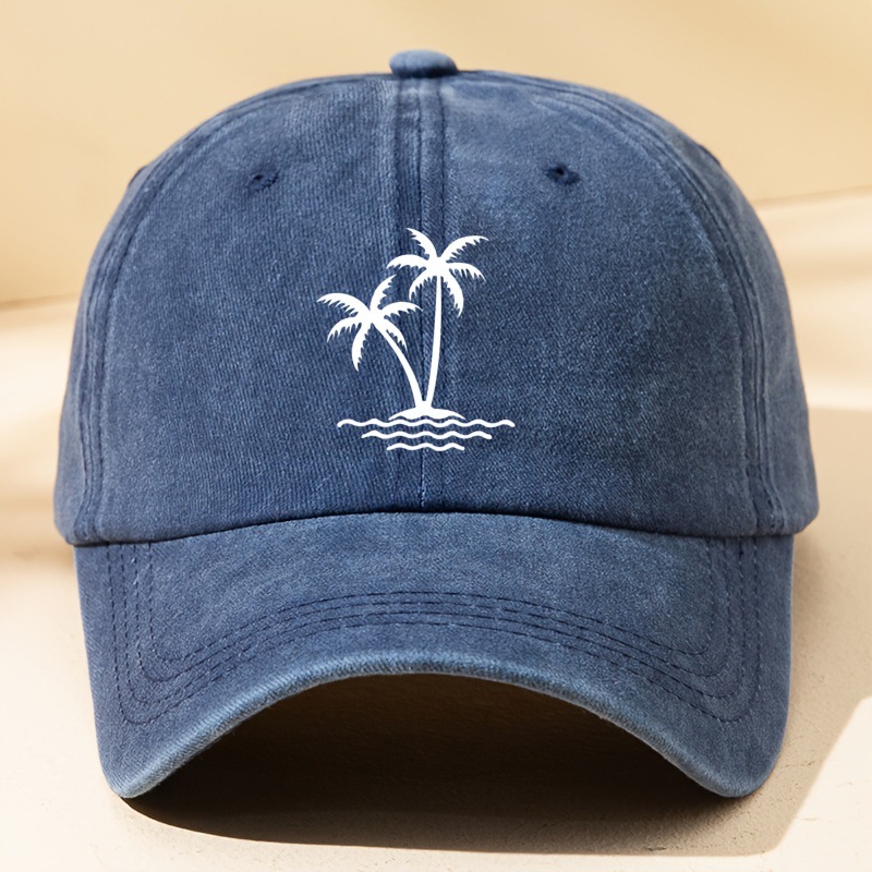 154g Weight Baseball Cap Hats Type Daily Occasion Cotton Material Coconut Tree Pattern Summer, Spring, Autumn Season Unisex Gender Printing Design Simple Style Style Curved Eaves Rim Unisex Simple Style Coconut Tree Printing Curved Eaves Baseball Cap 4