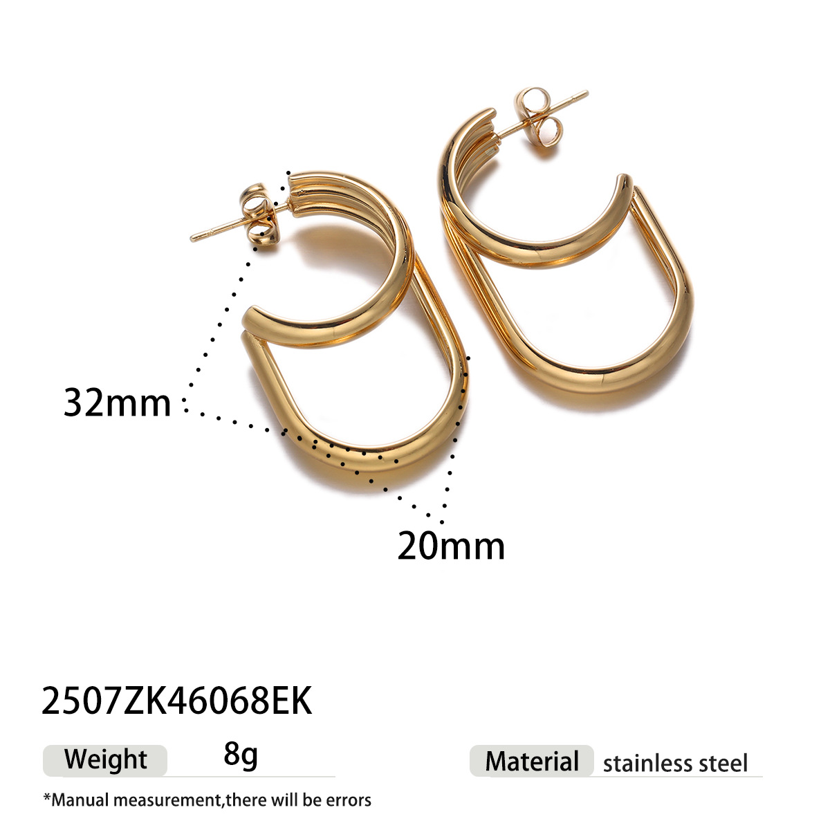 TENA europa y americana de acero inoxidable ligero de lujo de alto nivel galvanizado inductivo 18k oro de forma especial abertura pendientes de acero de titanio vacaciones