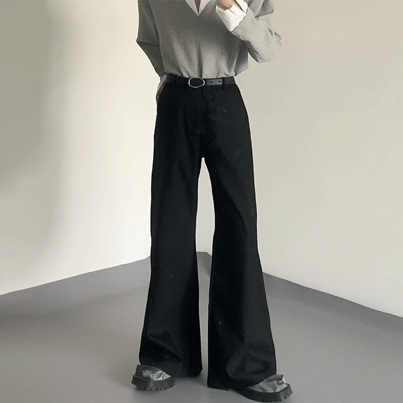 白色弯刀显腿瘦微喇西裤2025秋季新款保暖直筒垂感宽松拖地阔腿裤