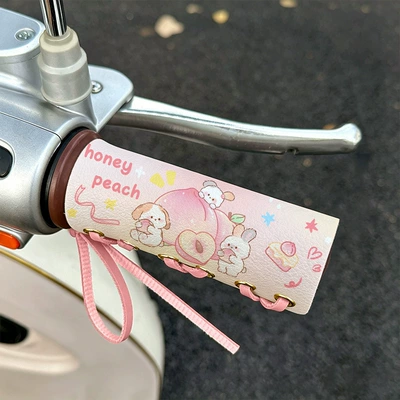 electric bike grip covers, handlebar – Handlehold cover - peach-rabbit-color-pattern
