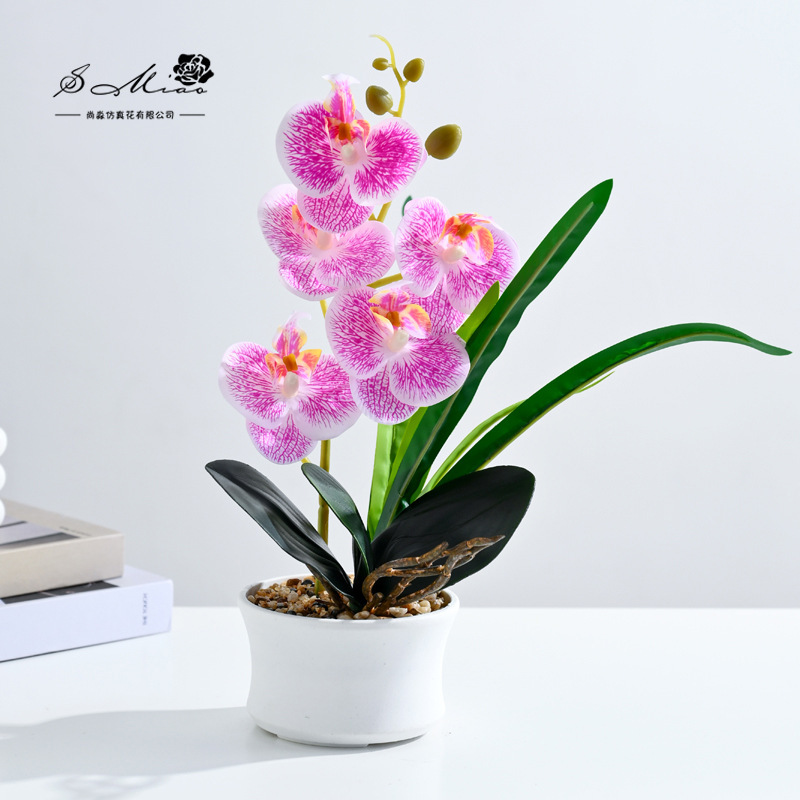 flores falsas cinco mariposa orquídea pequeña fábrica de flores de simulación bonsai directamente para decoración del hogar una plantación de imitación en maceta