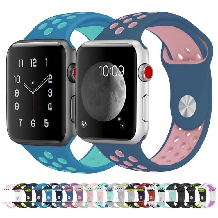 xDfind correa deportiva de silicona bicolor para Apple Watch 42mm / 41mm / 40mm / 38mm / App