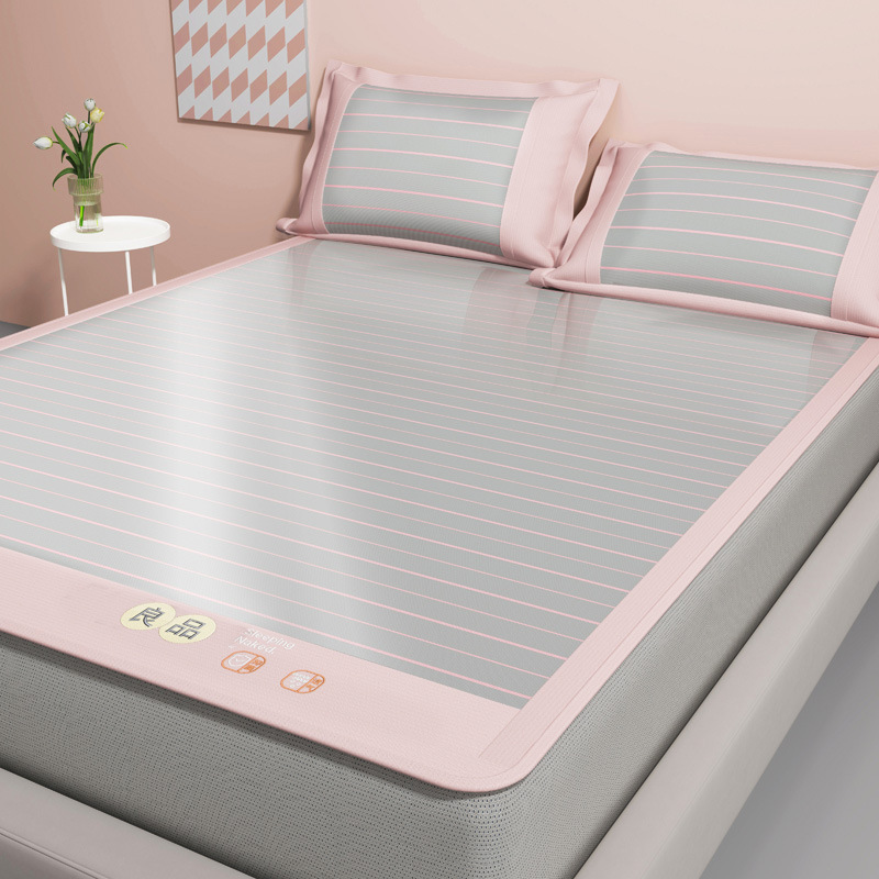 Un juego de sábanas de seda de hielo de clase de tres piezas fresco verano 2025 nueva funda protectora de colchón de verano sábana funda de cama