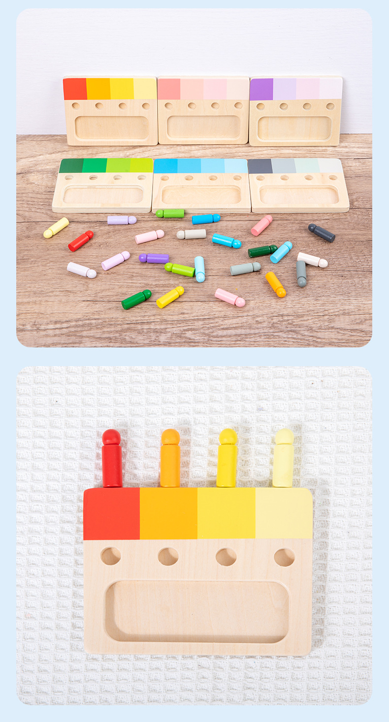 Montessori Couleur Bois Plugboards Résolution De Couleur Aides Pédagogiques Jouet En Bois Pour Enfants display picture 3