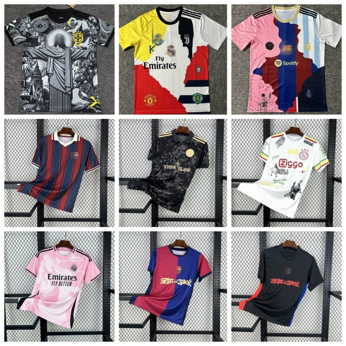 Популярная футболка Real Madrid Barcelona Bayern Paris Brazil Ajax Barcelona Месси Неймар Роналдо сборная по футболу