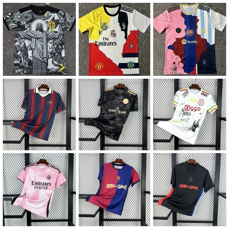 Популярная футболка Real Madrid Barcelona Bayern Paris Brazil Ajax Barcelona Месси Неймар Роналдо сборная по футболу