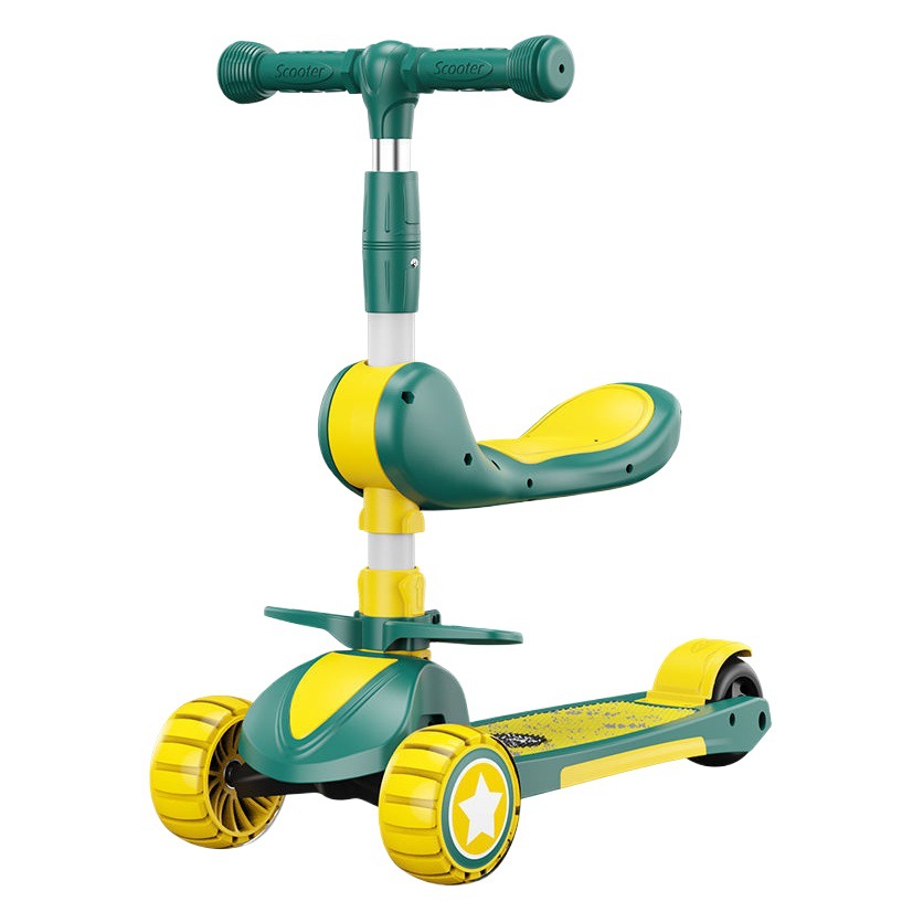 El scooter para niños con asiento puede sentarse y montar 1-2-345-67 años de edad para hombres y mujeres tres-en-uno para bebés de alto Metro